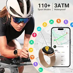 Смарт-годинник Fitpolo DR03 з AMOLED 1.27" дисплеєм Bluetooth дзвінками водонепроникний IP68 з підтримкою Android IOS круглий бронзове золото (SKU-141) - мініатюра 4