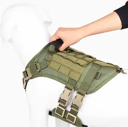 Шлейка для собак Vest, тактичний жилет з ручкою і системою MOLLE, регульований, Зелений L - мініатюра 2