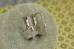 Сережки Xuping Jewelry квадратна доріжка з прямокутною вставкою 2.3 см сріблясті