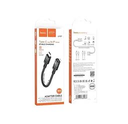 Кабель Hoco U107 Type-C male to Lightning female adapter cable (L-0.1m) Black - мініатюра 2