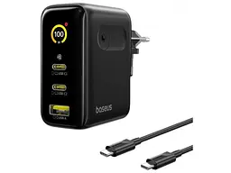 Мережевий зарядний пристрій BASEUS PicoGo AE21 100 W + USB Type-C to Type-C cable Black (E0121B00)