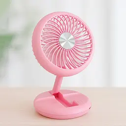 Міні вентилятор на акумуляторі Mini Fan рожевий, складаний с USB, настільний