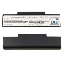 Батарея для ноутбука Asus A32-K72 (A72 K72 K73 N71 N73 X77) 10.8V 5200mAh Чорний - мініатюра 2