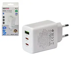 Мережевий зарядний пристрій BOROFONE BN32 USB-C1:65W, USB-C2?20W, USB-A?18W White