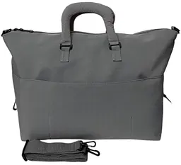 Сумка шопер велика жіноча тканинна на блискавці і ремінем через плече 4253 сіра