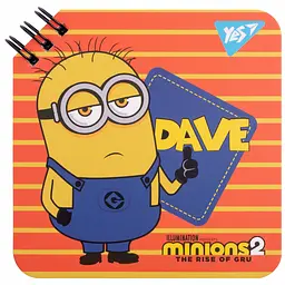 Блокнот Yes Minions 11х11 см подвійна cпіраль 80 аркушів без лініювання (151753)