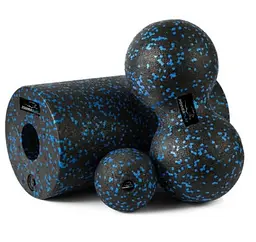 Набір для йоги PowerPlay PP_4008 EPP Foam Roller Set роллер + 2 масажні м'ячі Чорно-синій (PP_4008_Bl/Blue)