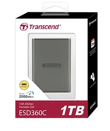 Портативний SSD Transcend 1TB USB 3.2 Gen 2x2 Type-C ESD360C R2000/W2000MB/s Сірий teh0014748 - мініатюра 3