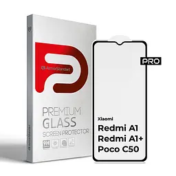 Захисне скло на Xiaomi Redmi A1/A1+ Poco C50 з олеофобним покриттям, Pro, повне проклеювання, антистатичний і пиловідштовхуючий шар, 9H, самоклеючеся, 2.5D, на весь екран, антистатичний клей, ArmorStandart (ARM62818)