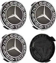 Ковпачки на литі диски Mercedes 75 / 70 мм Колосок Чорний 1 шт (А1714000025) - мініатюра 2