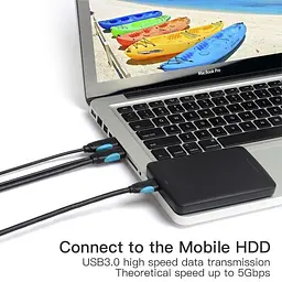 Кабель Vention USB3.0 A Male to Micro B Male Hard Disk Cable with USB2.0 Male 1M Black (VAS-A62-B100) - мініатюра 6