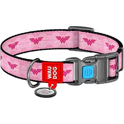 Нашийник для собак Waudog Nylon Диво-жінка 1, з QR паспортом, пластиковий фастекс, 23-35х1,5 см