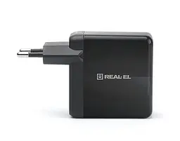 Мережевий зарядний пристрій REAL-EL CH-350 QC3.0 (2USB, 3A) Чорний