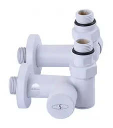 Набір кутових кранів Solomon TEN 7777 1/2" з американкою White 30412 - мініатюра 2