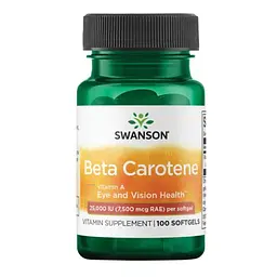 Вітамін А Бета Каротини Beta-Carotene 25,000 IU (7,500 мкг RAE) - 100 капсул