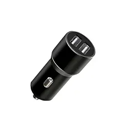 Автомобільний зарядний пристрій XO TZ09 (2USB, 2.4A) Чорний (6920680873500) + кабель USB Type-C