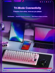 Механічна бездротова клавіатура AULA S75 Pro / 75% / Три режими підключення / Seyia Switch / Pink - мініатюра 9