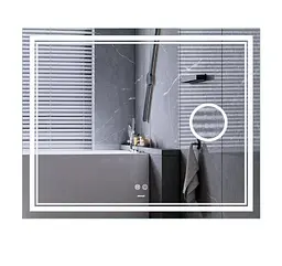 Дзеркало Mixxus Premium QUADRO MR20-100x80 (LED Touch, Anti-fog, лінза) (MP6623) - мініатюра 1
