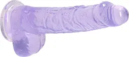 Фалоімітатор RealRock Crystal Clear Dildo Realistic 17 см фіолетовий - мініатюра 3