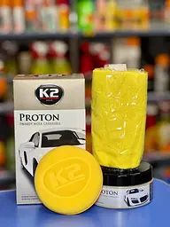 Віск для кузова твердий карнауба Proton K2 паста 200 мл +губка (прозорий)