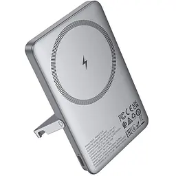 Портативний ЗП Power Bank Hoco Q36 Sunlight magnetic suction+holder PD20W з БЗП 5000 mAh Metal grey - мініатюра 6