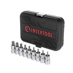 Набір біт насадок TORX 1/2" T20-T60 55 мм Intertool в кейсі у валізі - мініатюра 3