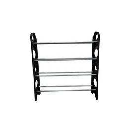 Полиця органайзер для взуття в передпокій Shoe Rack на 4 яруси, комбінація металу з пластиком, чорна (57198011) - мініатюра 5