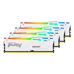 Модуль пам'яті для комп'ютера DDR5 128GB (4x32GB) 5600 MHz FURY Beast RGB White Kingston Fury (ex.HyperX) (KF556C40BWAK4-128) - мініатюра 3