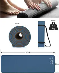 Килимок для йоги та фітнесу (PP-4150) PowerPlay 183х61х0,6 см fit0007490 - мініатюра 4