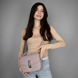 Сумка шкіряна жіноча Virginia Conti 03797 пудрова на магніті - мініатюра 2