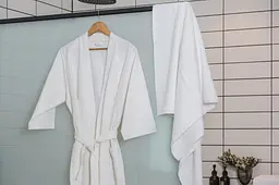 Халат готельний Ecotton XXL вафельний білий з поясом універсальний White 52-54 розмір унісекс (6970) - мініатюра 6