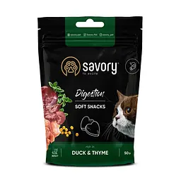 М'які ласощі Savory для поліпшення травлення котів, качка з чебрецем 50 г (арт.31409)
