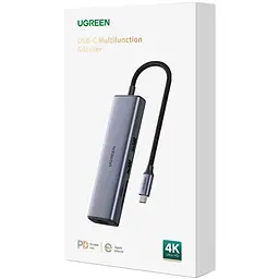 Док-станція USB3.1 Type-C --> HDMI 4K60Hz/USB 3.0x2/RJ45/SD/TF/PD 100W Ugreen CM512 Сіра - мініатюра 3