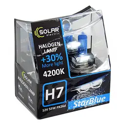 Галогенова лампа Solar H7 12V 55W PX26d StarBlue 4200K, SET 2шт(1247S2)