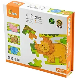 Дерев'яний пазл Viga Toys Джунглі 4 в 1, 48 елементів (50068)