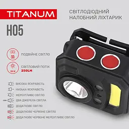 Налобний світлодіодний ліхтарик Titanum TLF-H05 250 Lm 6500 K (TLF-H05) - мініатюра 7