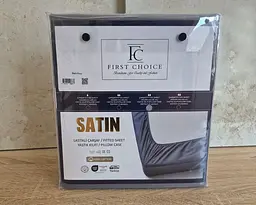 Турецьке простирадло на резинці First Choice 180х200х30 + 2 наволочки 50х70 сатин Dark Grey - мініатюра 3