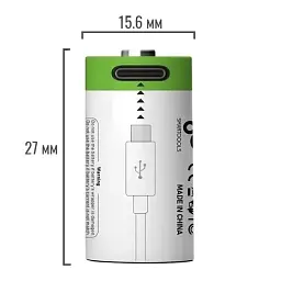 Акумулятор CR2 Smartoools 300 mAh літій-іонний Li-Ion із зарядкою від Type-C 3.7V Випуклий плюс (19326) - мініатюра 10