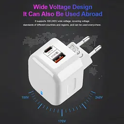 Зарядний адаптер 20W USB-C + USB-A з підтримкою швидкої зарядки - мініатюра 3