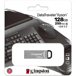 Флеш-накопичувач Kingston USB3.2 128GB DataTraveler Kyson Silver/Black (DTKN/128GB) - мініатюра 2