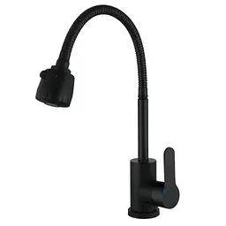 Змішувач для кухні Zerix DAX-011 Black з гнучким виливом ZX4822 Чорний матовий
