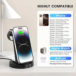 Бездротова зарядна станція 3-в-1 для iPhone, Apple Watch та AirPods - мініатюра 6