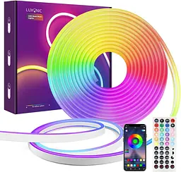 LUXONIC 16.4FT 5M Неонова світлодіодна стрічка, RGB світлодіодна стрічка, Bluetooth Гнучкий силіконовий неон з APP/пилемним