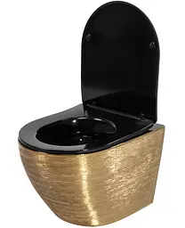 Підвісний унітаз Rea Carlo Flat brushed gold black REA-C3300, Золотий - мініатюра 5
