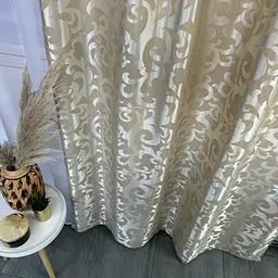 Штори жаккард "Вензель" бежеві 150х270 см, 2шт, тасьма ALBO pbe0052935 - мініатюра 4