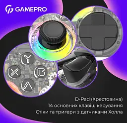 Геймпад джойстик GamePro GP-X13-T Xinput Bluetooth/2.4G/USB (Switch/PC/iOS/Android) Transparent - мініатюра 11