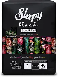 Прокладки щоденнi Sleepy Black Normal (155 мм) 3 краплі 40 шт. чорні дихаючі прокладки