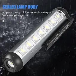 Ручний акумуляторний ліхтар з боковою LED панеллю та магнітом 4 режими свічення UKC ZJ-1159 сріблястий - мініатюра 7