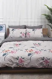 Підковдра Moon&Star Бязь Gold Люкс Flowers Gray Полуторна Євро 160x220 см - мініатюра 2