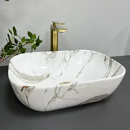 Умивальник VBI Ravenna aiax glossY накладний VBI-011205, Мармур - мініатюра 3